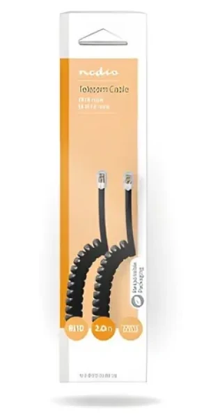 Nedis Telefónny kábel RJ10 - RJ10 čierna / Telefónny kábel / krútený / 2 m / Box (TCGB90100BK20)
