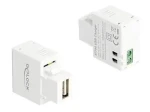 DeLock Keystone modul USB (F) - svorkovnica 2 pin (F) biela / Adaptér / USB Power Delivery 5W (87744)
