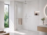 CERANO - Sprchová zástena Walk-in Crystal Ľ/P - 8 mm + polička/držiak na uteráky - bezvzperový systém - chróm, mliečne sklo - 80x200 CER-8050BD6885
