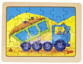 GOKI Drevené puzzle Pri práci s nákladiakom