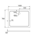 H K - THOR Sprchová vanička z liateho mramoru, obdĺžnik, 100x76x3 cm SE-THOR-10076