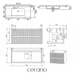 CERANO - Kúpeľňová skrinka Carole - biela matná ryhovaná + keramické umývadlo Novo - biela lesklá - 101x49,5x46,5 CER-731114