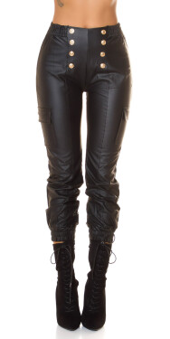 Sexy faux leather pants cargo style black L/XL