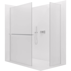 CERANO - Sprchová zástena Walk-in Crystal TL/P - 8 mm - bezvzperový systém + polička/držiak na uteráky - chróm, mliečne sklo - 90x60x200 CER-8050BD6474