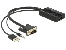 DeLock Adaptér VGA na HDMI / audio / USB napájanie / Full HD 1920×1080 / čierna (62597)