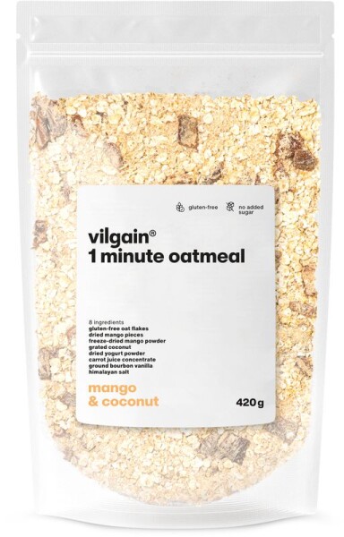 Vilgain Minútová ovsená kaša – 3× mango a kokos bez pridaného cukru 420 g