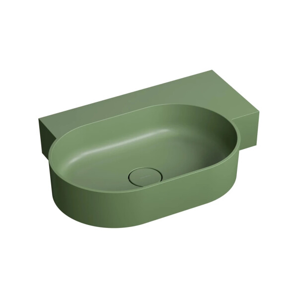 OMNIRES - OVO M+ umývadlo na dosku/závesné - pravé, 64 x 44 cm, olive mat; OVO645UWPOL