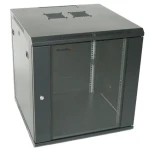 Xtendlan 18U 600x600 / Nástenný rozvádzač / jednodielny, rozložený / sklenené dvere (WS-18U-66-BL-U-P)