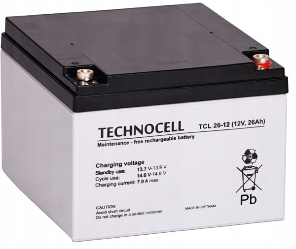 Technocell TCL26-12 TECHNOCELL akumulátor AGM 12V 26Ah