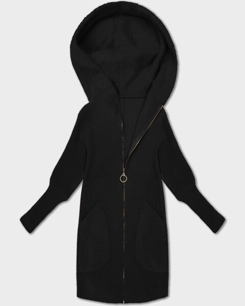 Čierna bunda z alpaky s kapucňou (19905.1) odstíny černé uni velikost