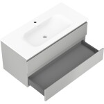 MEXEN/S - Orio kúpeľňová skrinka 100 cm s umývadlom Vela, 2 zásuvky, sivá mat/biela mat 91A10-10047-2-BFF62-W23M01