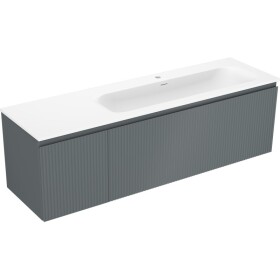 MEXEN/S - Rivel kúpeľňová skrinka 160 cm s umývadlom Vela pravá, 1S, 1D, reliéf, grafit/biela mat 91A23-16047-3-BBFF66-W23P01