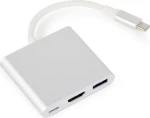 Gembird A-CM-HDMIF-02-SV strieborná / 1x USB-C (F) / 1x HDMI (F) / 1x USB-A (F) / 1x USB-C (M) (A-CM-HDMIF-02-SV)
