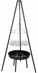 NoName Grill wiszący z paleniskiem 52cm Stalowy Čierny z rusztem chrómowanym