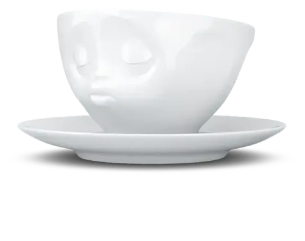 FIFTYEIGHT PRODUCTS Kávový hrnček Küssend biela / Hrnček / 200 ml / Porcelán / S tanierikom / Do umývačky aj mikrovlnky (T014201)
