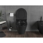 MEXEN/S - Rico Závesná WC misa Rimless Tornado vrátane sedátka s slow slim, duroplast, čierna mat 30720185T