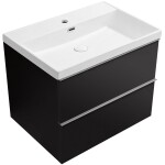CERANO - Kúpeľňová skrinka Velora - čierna matná, úchytka chróm - keramické umývadlo Viano - 60,9x67,5x46,5 CER-541756