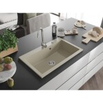 MEXEN MEXEN - Elix granitový drez 1-miska 800 x 500 mm, béžový, sifón chróm 6527801005-69