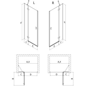 MEXEN/S - Mist-H sprchové dvere krídlové ľavé 70, transparent, zlatá 8A5-070-000-50-00-L