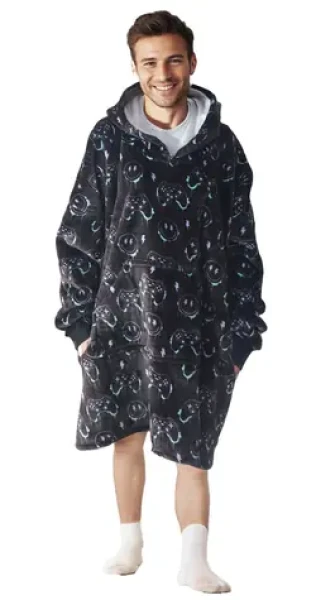 Cozy Noxxiez CH370 PC hráč potlač - hrejivá televízna mikinová deka s kapucňou pre teenagerov a dospelých (20-CH370)