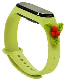 Hurtel Vianočný remienok s imelom pre XIAOMI Mi Band 5/6 zelená / Remienok / silikónový / vianočný motív