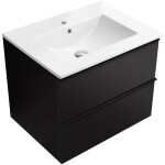 CERANO - Kúpeľňová skrinka Velora - čierna matná, úchytka čierna + keramické umývadlo Todo - 61x55x46,5 CER-664897