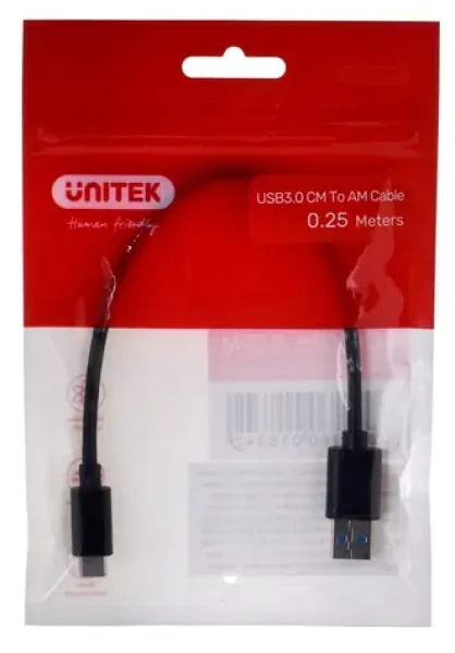 Unitek Y-C490BK čierna / Kábel USB-C - USB-A / USB 3.1 Gen 1 / 0,25 m (Y-C490BK)