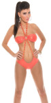 Sexy bandeau monokini with chain and glitter pink M