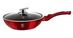 BERLINGERHAUS Burgundy Metallic Line / Wok panvica s pokrievkou / 28 cm / mramorový povrch (BH-1265)