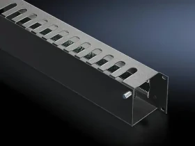 Rittal Káblový vyväzovací panel 2U čierna / Káblový vyväzovací panel / 19" / s prednou klapkou / RAL 9005 (5502235)