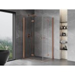 MEXEN/S - Mist-F Duo sprchovací kút skladacie dvere ľavá 95 x 75, transparent, meď kartáčovaná 8A6-095L-075P-65-00