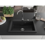 MEXEN MEXEN - Elix granitový drez 1-miska 700 x 500 mm, čierna, sifón chróm 6526701005-77