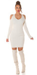 Sexy Neck-knit dress with Cut outs BEIGE Einheitsgroesse