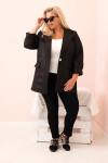 Dámska prešívaná bunda Plus Size s golierom a gombíkom Black UNI