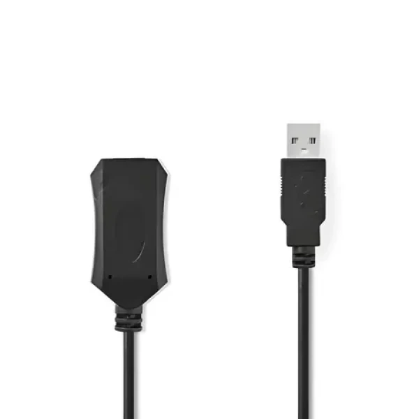Nedis Aktívny predlžovací kábel USB-A - USB-A 20 m / Predlžovací kábel / USB 2.0 / 480 Mbps / poniklované konektory (CCGL60EXTBK200)