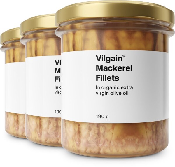 Vilgain Makrela filety v bio extra panenskom olivovom oleji – 3× 190 g