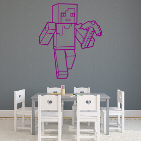 Veselá Stena Samolepka Minecraft krompáč Farba: fialová, Veľkosť: 100 x 84 cm