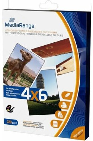 MediaRange 10x15 lesklý fotopapier 50 listov 220g / atrament (MRINK104)