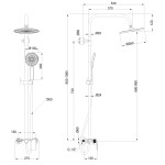 INVENA - Sprchový stĺp s batériou, Rikia, chróm AU-24-B01-G