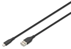 Digitus silikónový kábel USB-A - Lightning čierna / Nabíjací a dátový kábel / MFI / 0,5 m (AK-600108-005-S)