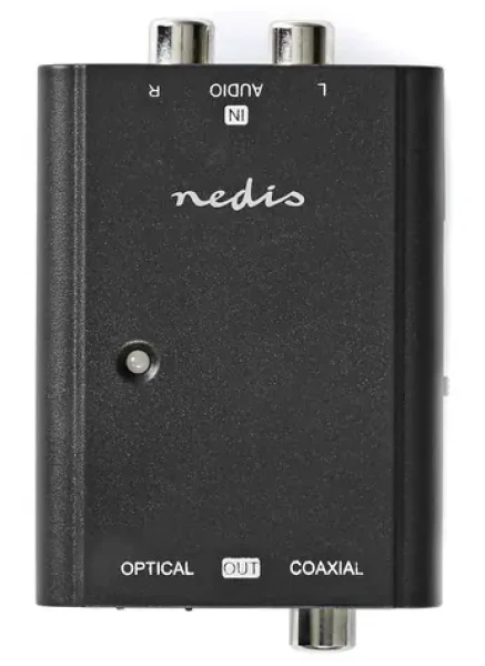 Nedis prevodník analógového audia na digitálny čierny / Audio prevodník / 2x RCA - RCA + Toslink (ACON2508BK)