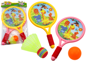Mamido Detské badmintonové rakety Zvieratá žlté ružové