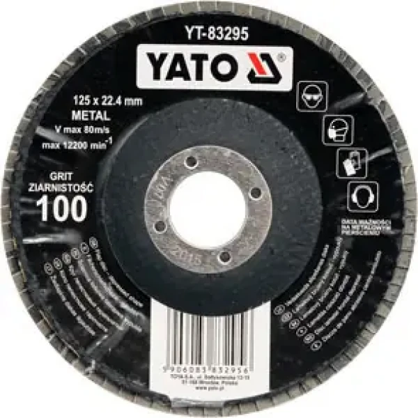 YATO Korundový lamelový kotúč vypuklý / Brúsny kotúč / P100 / 125 x 22,2 mm