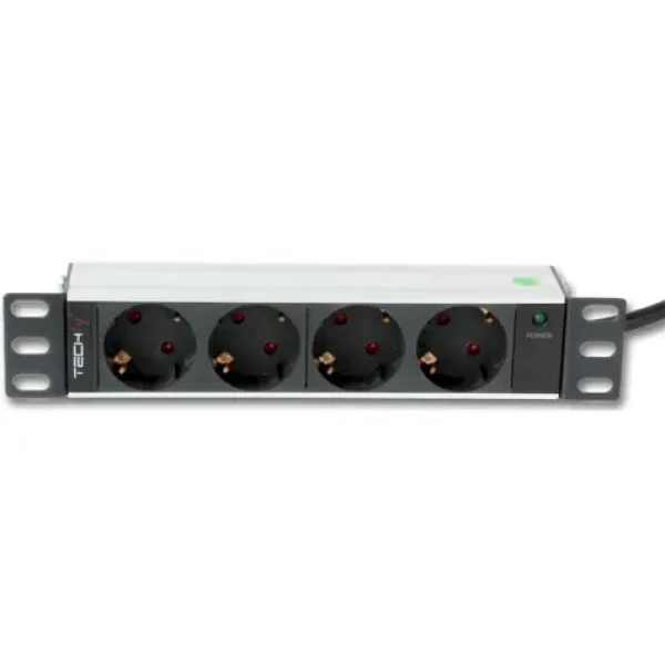 Techly 100464 / Zásuvkový panel do racku / 1U / 4X Schuko / 250V/16A / 1,8m (100464)