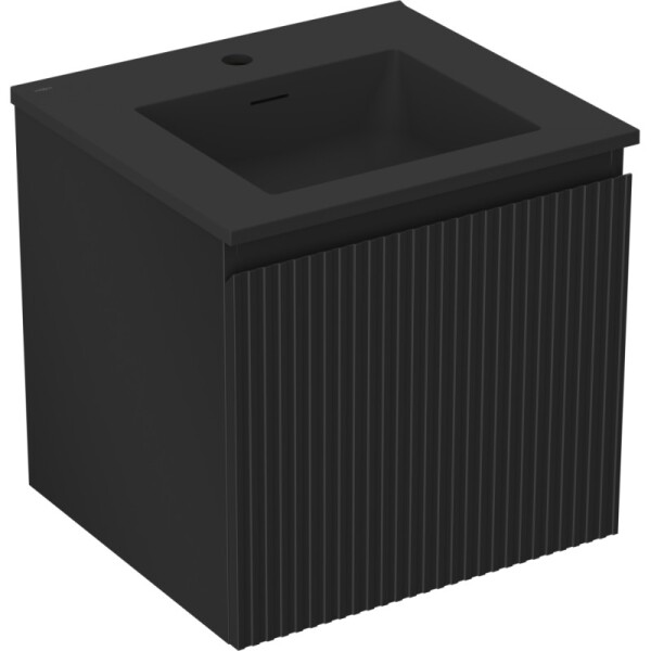 MEXEN/S - Rivel kúpeľňová skrinka 50 cm s umývadlom Otis, 1 šuplík, reliéf, čierna mat 91A20-05047-1-BF71-W18M71