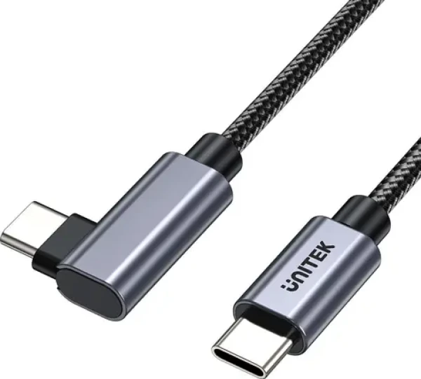 Unitek Kábel USB-C 90° / Kábel / USB-C (M) - USB-C (M) / 3 m / PD 100W (C14123BK-3M)