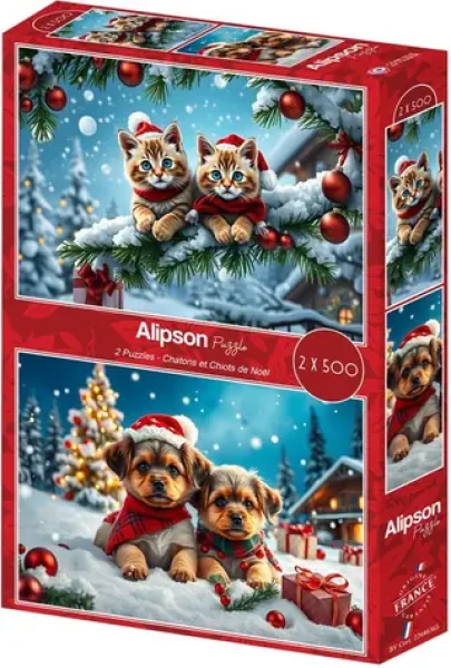 ALIPSON Puzzle Vianočné mačiatka a šteniatka