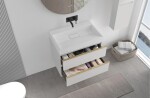 CERANO - Kúpeľňová skrinka Velora - biela matná, úchytka zlatá + umývadlo z lit. mramoru Vita - biela lesklá - 70x63x46,5 CER-8050BD84004