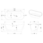 INVENA - Voľne stojaca vaňa 170 cm Astri so sifónom AN-03-170-F