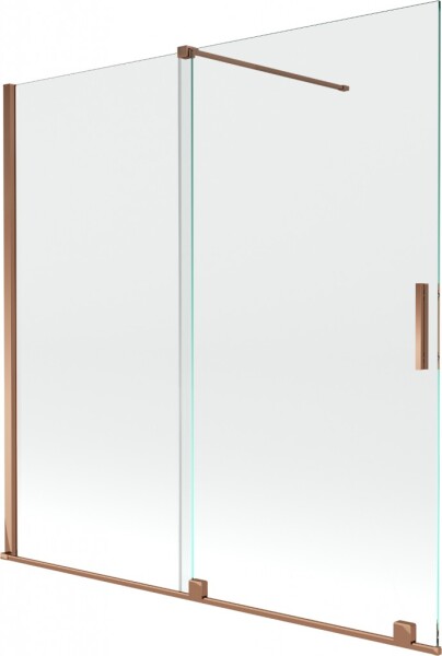 MEXEN/S - Velar Dvojkrídlová posuvná vaňová zástena 160 x 150, transparent, růžové zlato 896-160-000-01-60